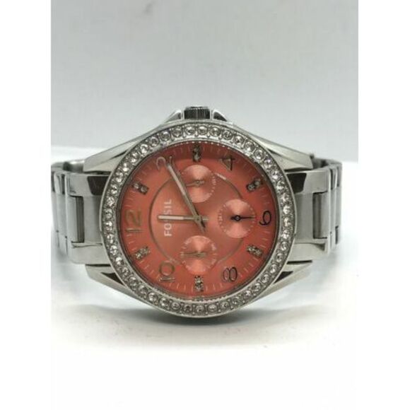 Fossil ES3203 Women's Watch Stainless Steel Bracelet Silver Crystal 38mm D62 - Picture 3 of 9